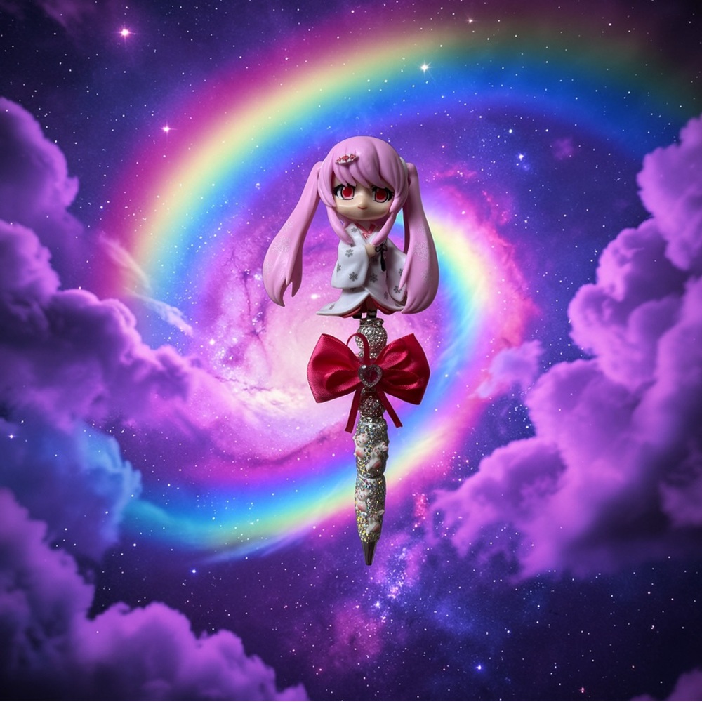 Pink Anime Figure Pen with Bow